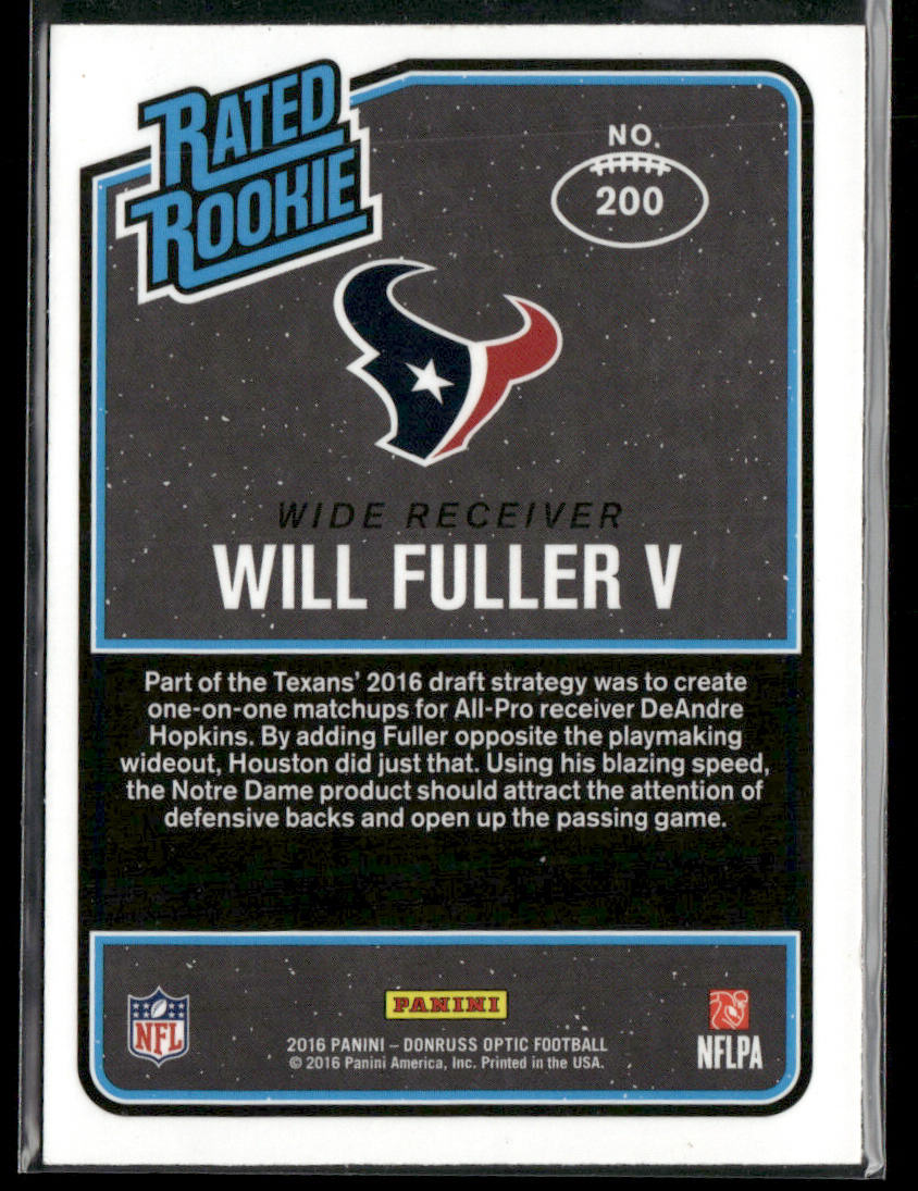Will Fuller V 2016 Donruss Optic Pink #200 RC Houston Texans