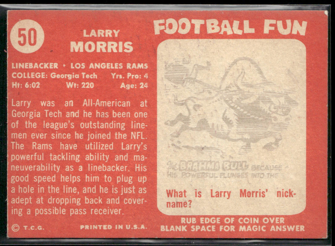 Larry Morris 1958 Topps #50 RC Los Angeles Rams
