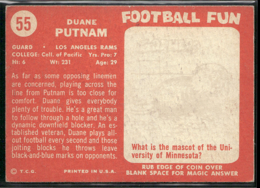 Duane Putnam 1958 Topps #55 Los Angeles Rams