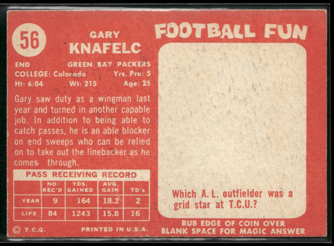 Gary Knafelc 1958 Topps #56 Green Bay Packers