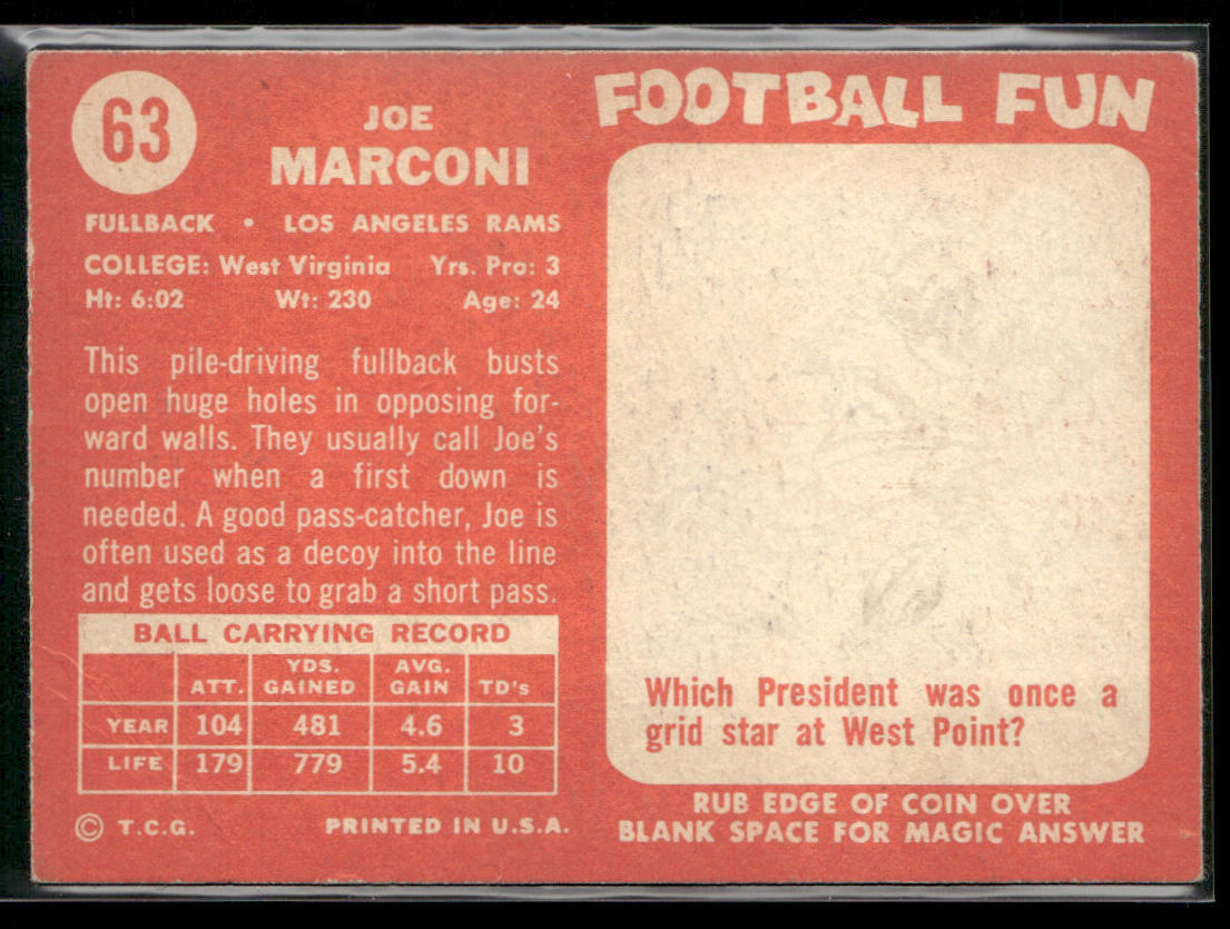 Joe Marconi 1958 Topps #63 RC Los Angeles Rams