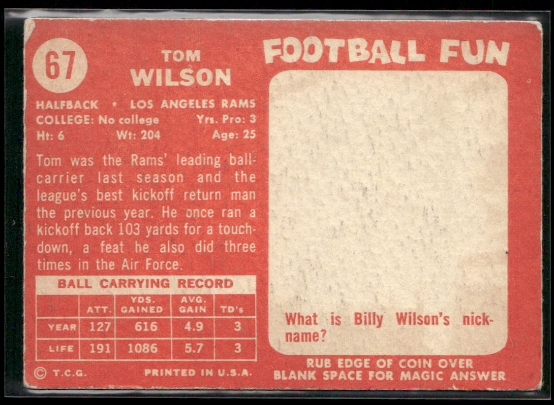 Tom Wilson 1958 Topps #67 Los Angeles Rams