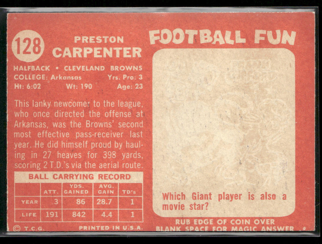 Preston Carpenter 1958 Topps #128 Cleveland Browns