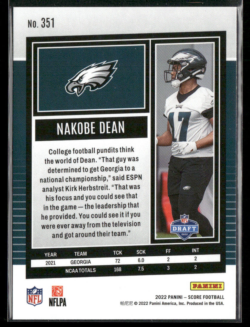 Nakobe Dean 2022 Score #351 RC Philadelphia Eagles