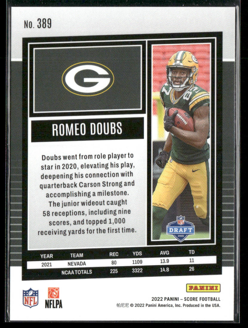 Romeo Doubs 2022 Score #389 RC Green Bay Packers