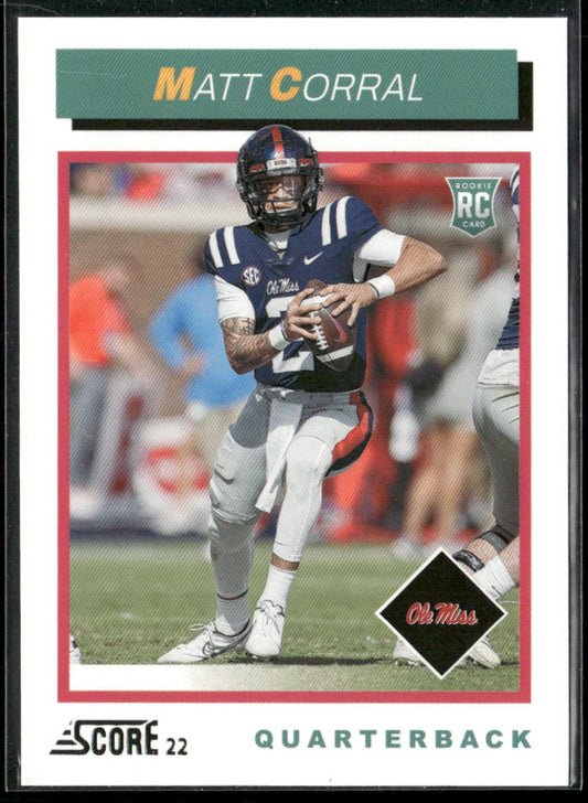 Matt Corral 2022 Score 1992 Throwback Rookie Red #TB2 Ole Miss Rebels
