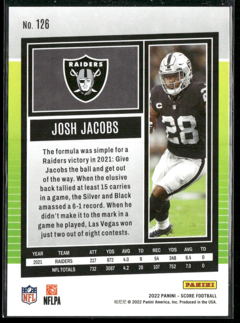 Josh Jacobs 2022 Score #126 Las Vegas Raiders