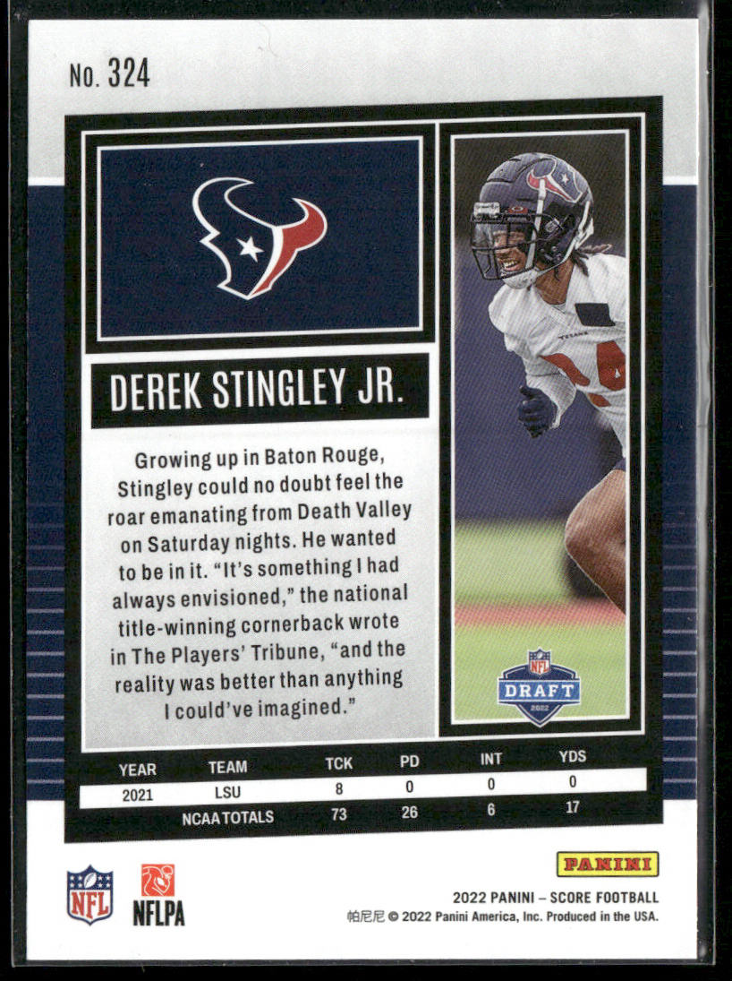 Derek Stingley Jr. 2022 Score #324 RC Houston Texans