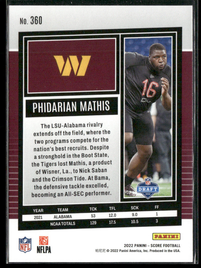 Phidarian Mathis 2022 Score #360 RC Washington Commanders