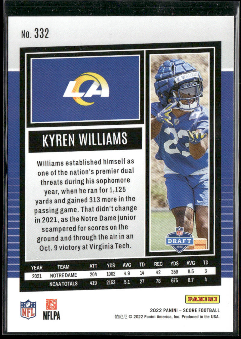 Kyren Williams 2022 Score #332 RC Los Angeles Rams