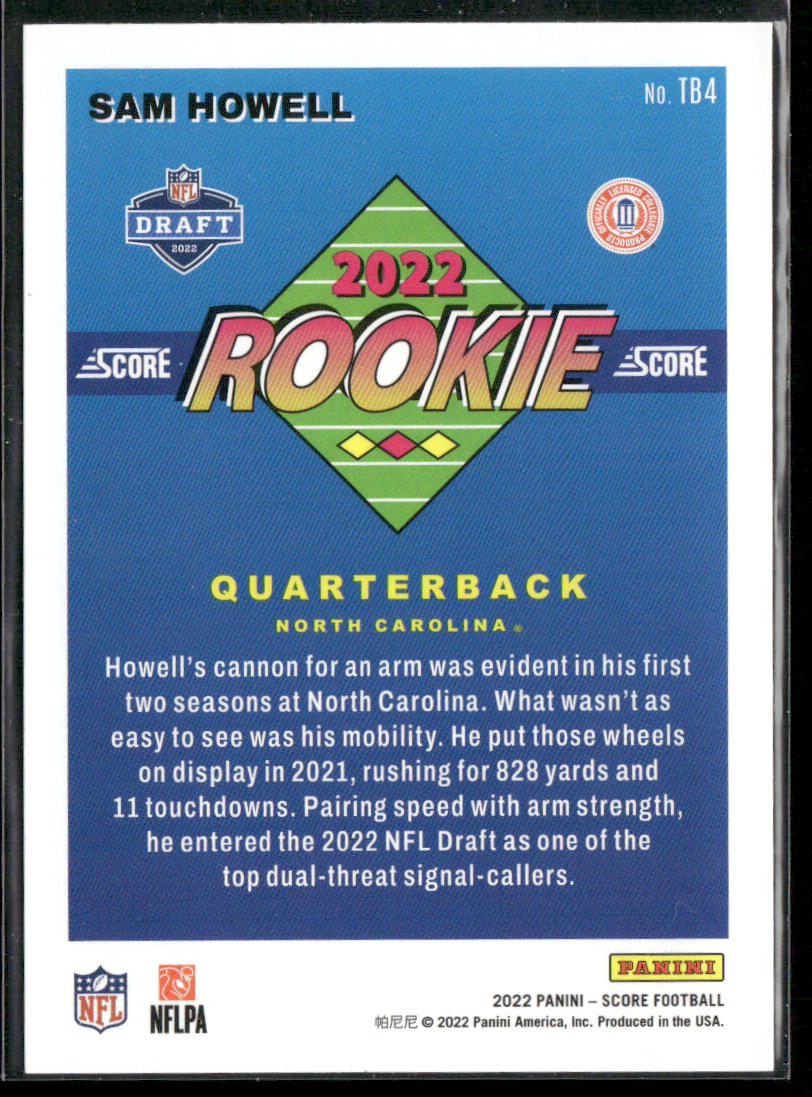 Sam Howell 2022 Score 1992 Throwback Rookie #TB4 North Carolina Tar Heels