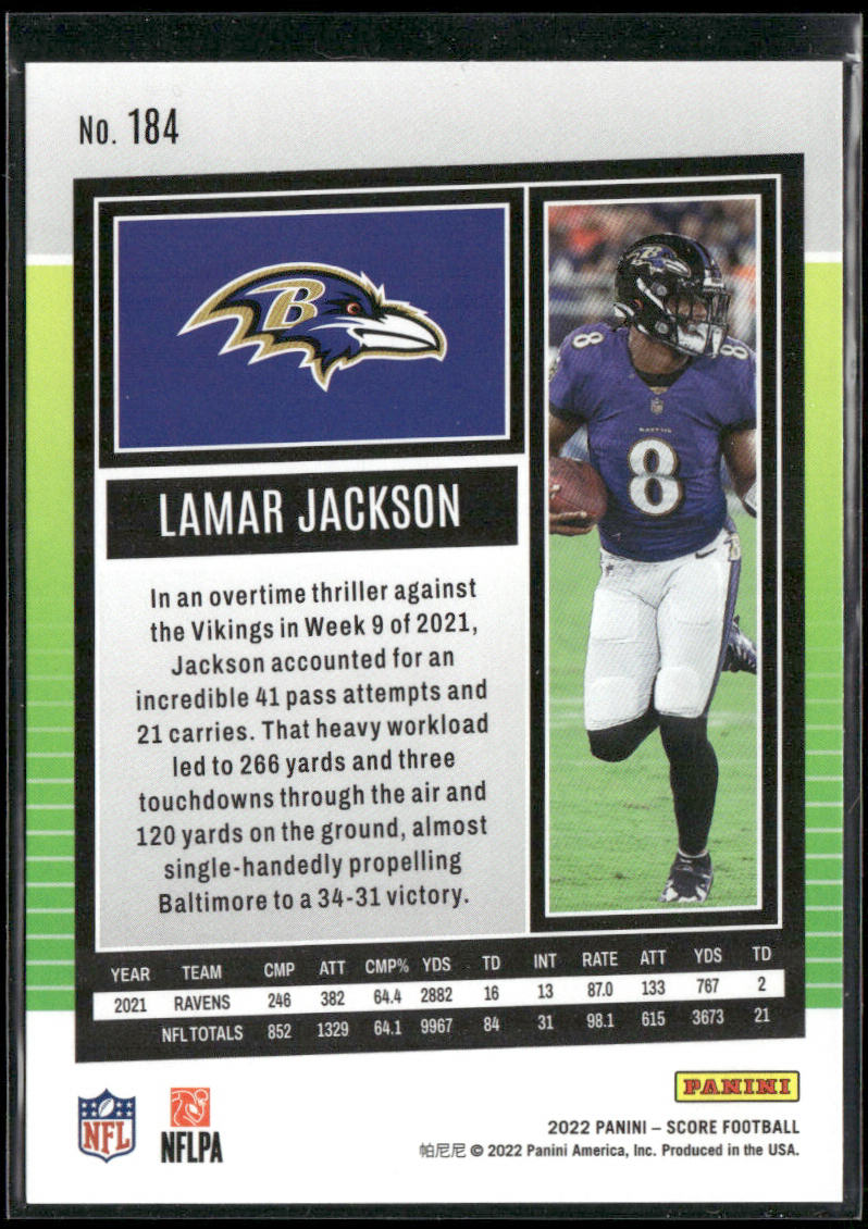 Lamar Jackson 2022 Score #184 Baltimore Ravens