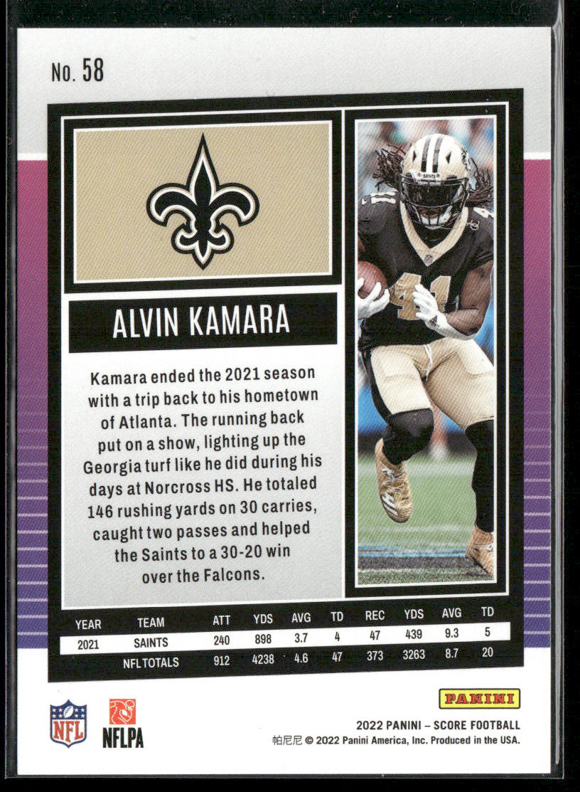 Alvin Kamara 2022 Score #58 New Orleans Saints