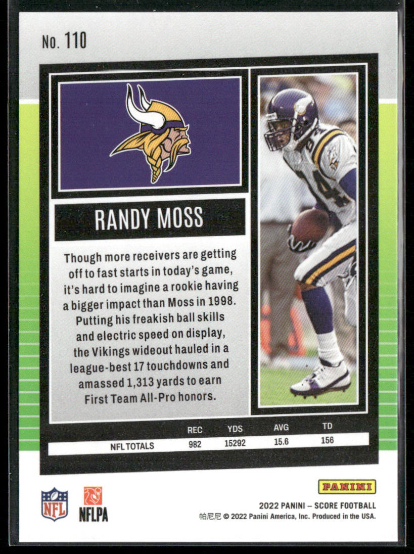 Randy Moss 2022 Score #110 Minnesota Vikings