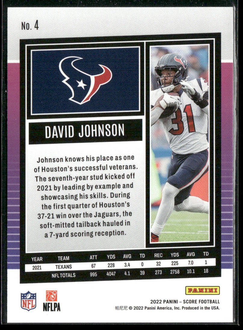 David Johnson 2022 Score #4 Houston Texans