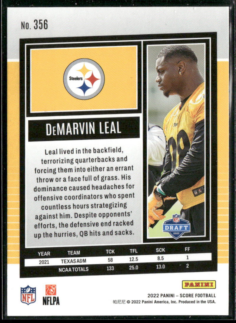 DeMarvin Leal 2022 Score #356 RC Pittsburgh Steelers