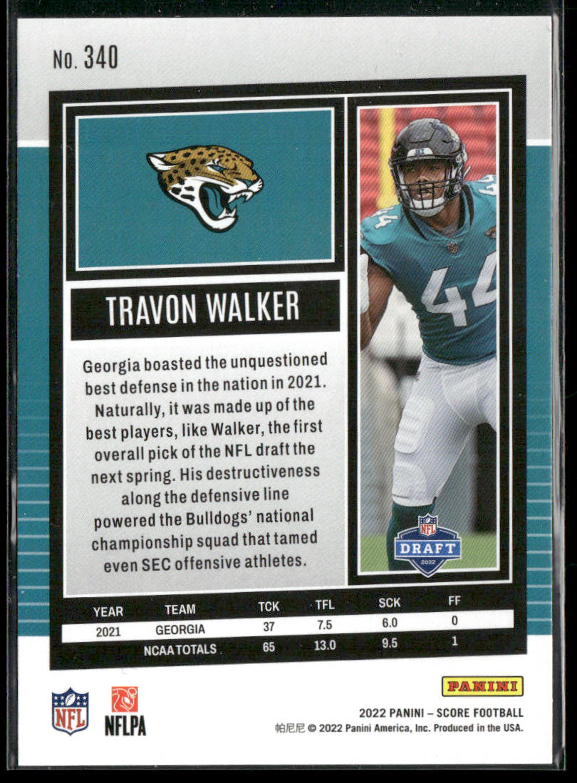 Travon Walker 2022 Score #340 RC Jacksonville Jaguars
