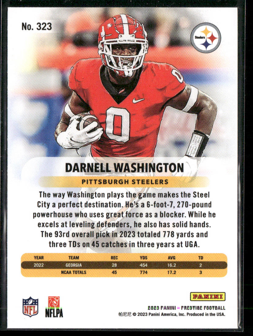 Darnell Washington 2023 Panini Prestige #323 RC Pittsburgh Steelers
