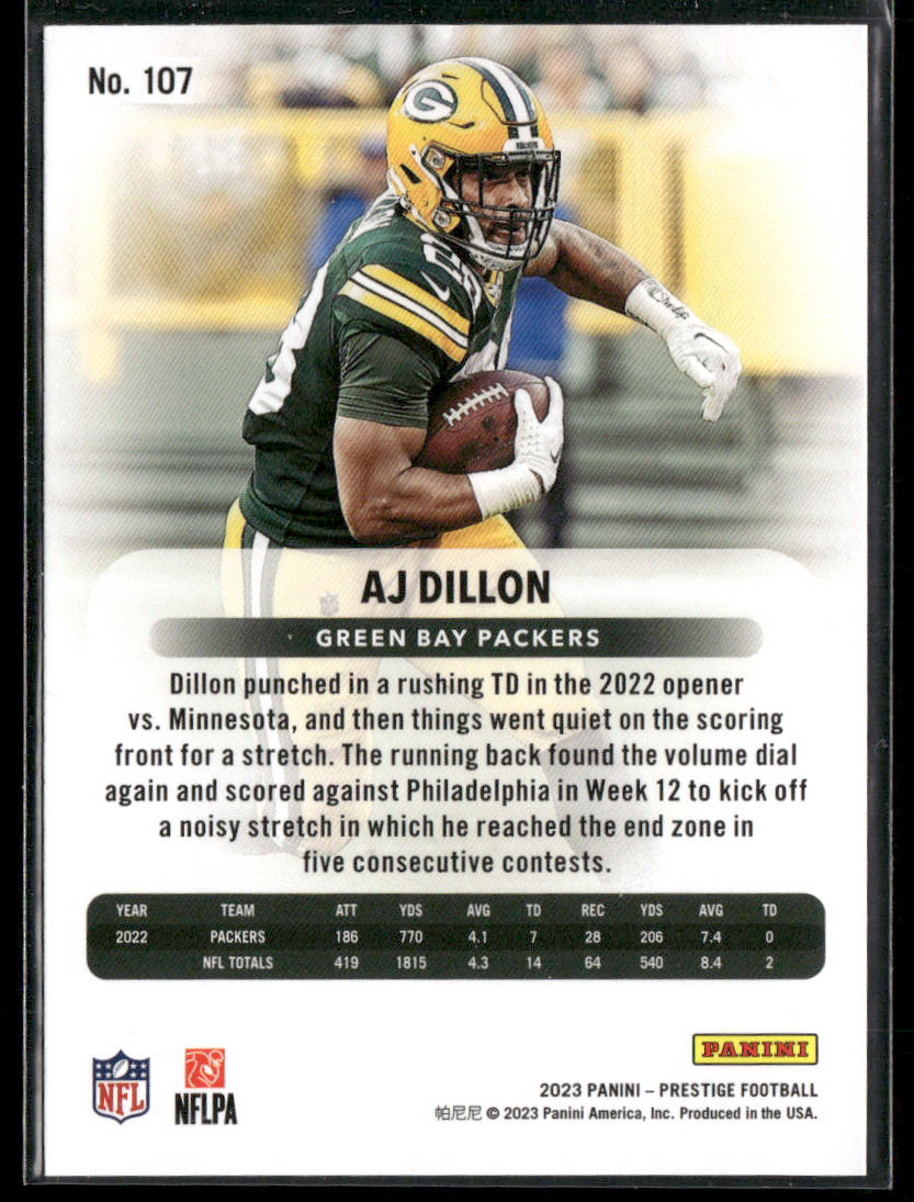 AJ Dillon 2023 Panini Prestige #107 Green Bay Packers