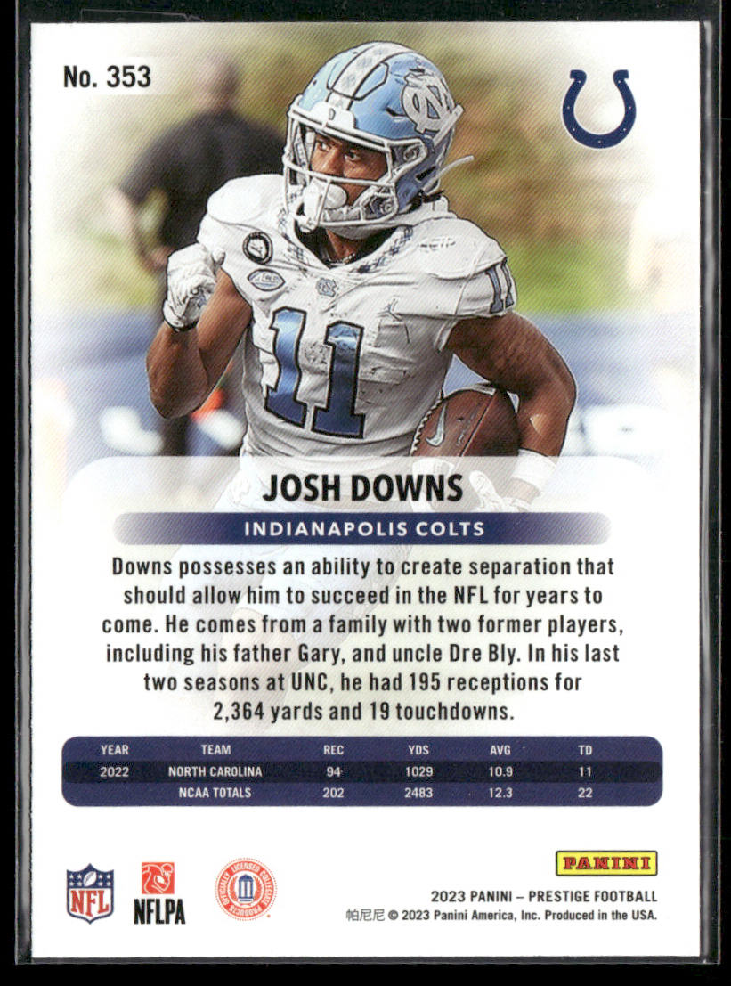 Josh Downs 2023 Panini Prestige Xtra Points Hyper #353 RC Indianapolis Colts