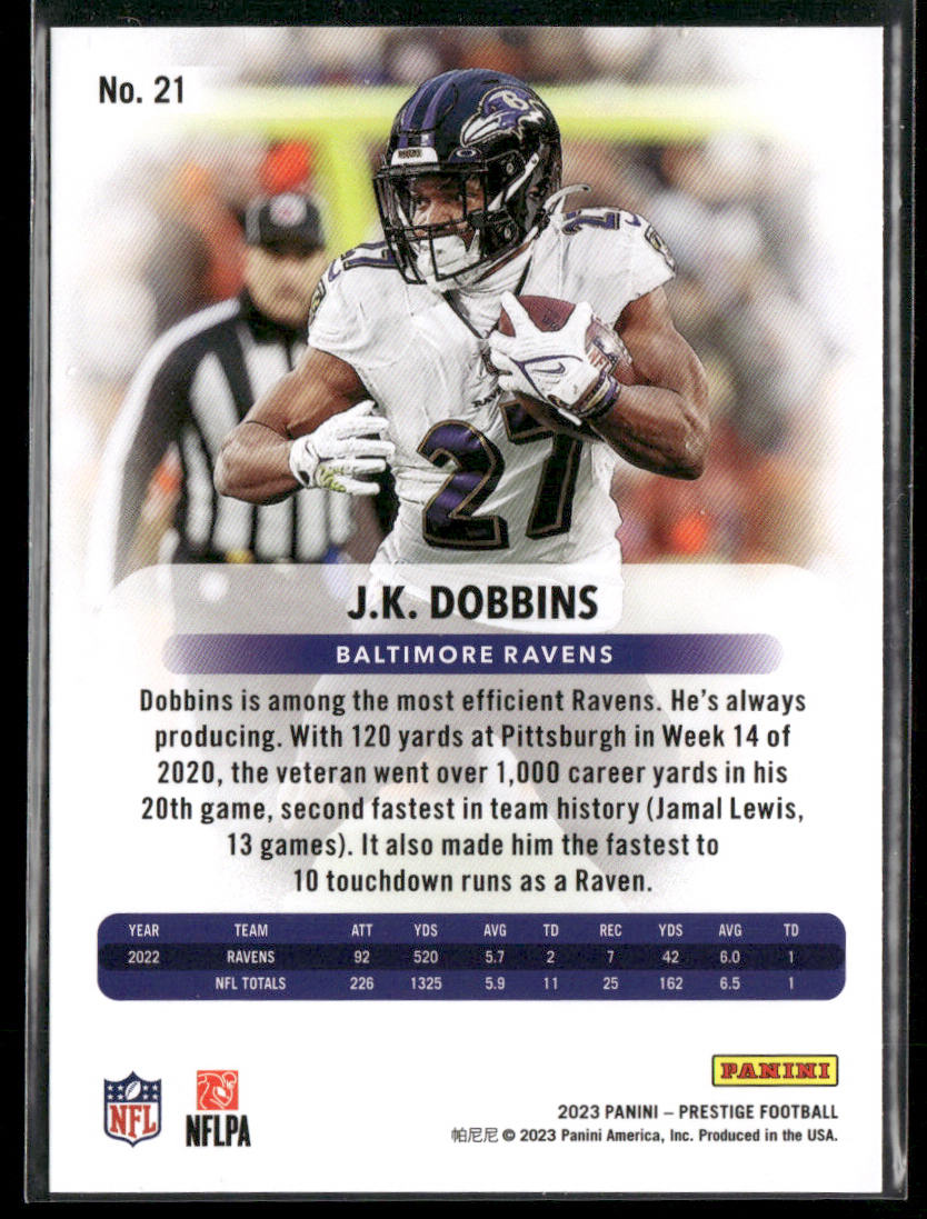 J.K. Dobbins 2023 Panini Prestige #21 Baltimore Ravens