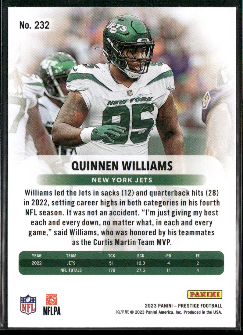 Quinnen Williams 2023 Panini Prestige #232 New York Jets