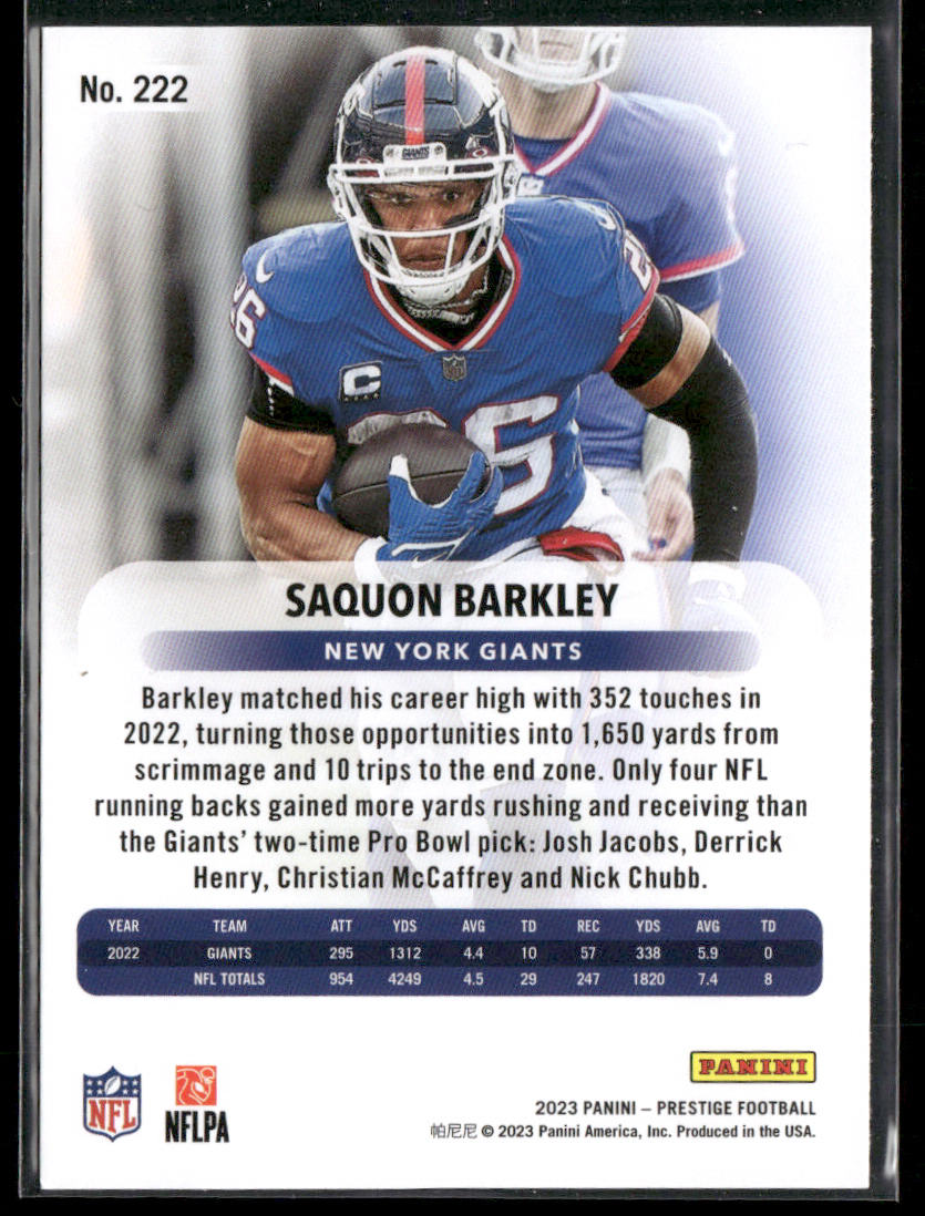 Saquon Barkley 2023 Panini Prestige #222 New York Giants