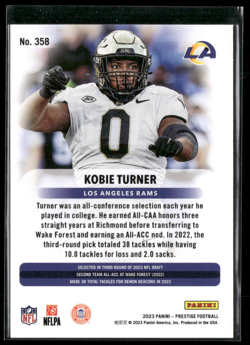 Kobie Turner 2023 Panini Prestige #358 RC Los Angeles Rams