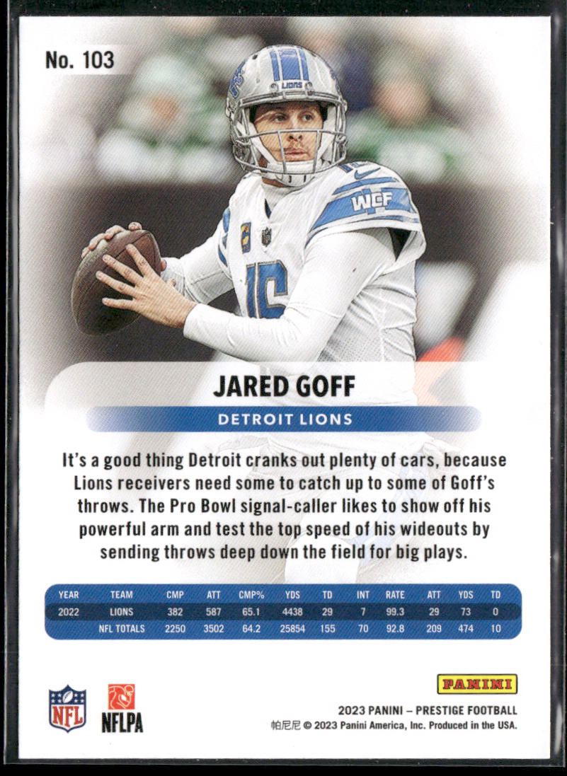 Jared Goff 2023 Panini Prestige #103 Detroit Lions