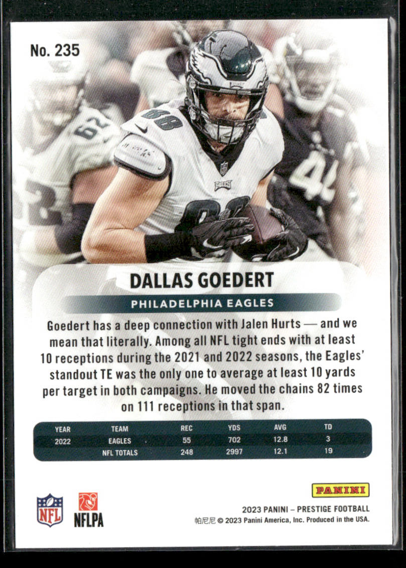 Dallas Goedert 2023 Panini Prestige Xtra Points Hyper #235 Philadelphia Eagles