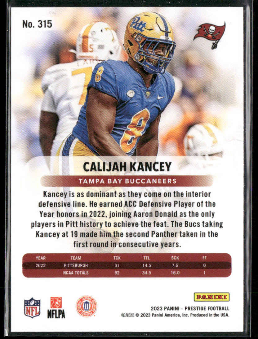 Calijah Kancey 2023 Panini Prestige #315 RC Tampa Bay Buccaneers
