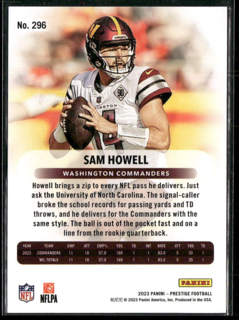 Sam Howell 2023 Panini Prestige #296 Washington Commanders