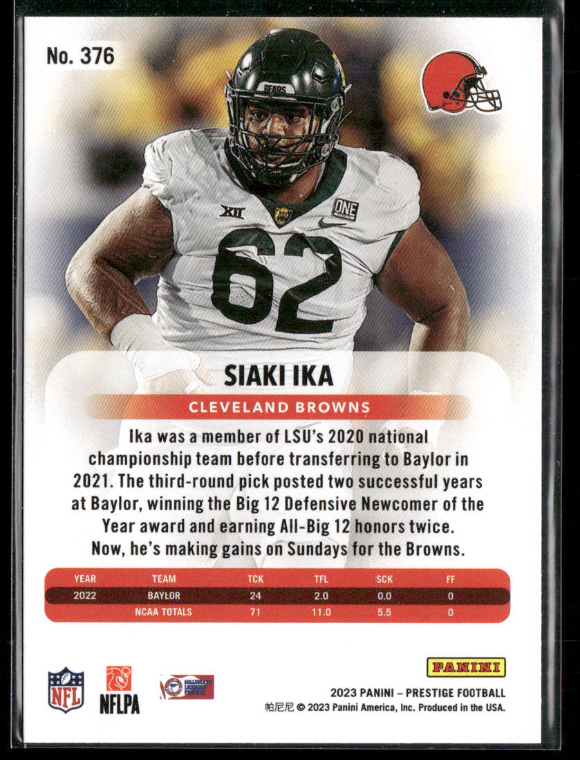 Siaki Ika 2023 Panini Prestige #376 RC Cleveland Browns