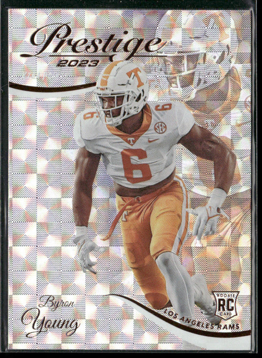 Byron Young 2023 Panini Prestige Xtra Points Hyper #313 RC Los Angeles Rams