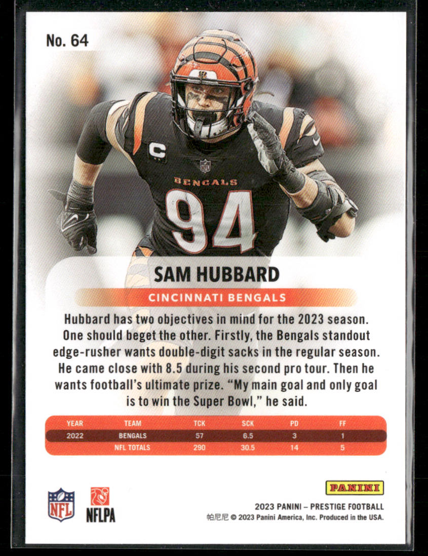 Sam Hubbard 2023 Panini Prestige #64 Cincinnati Bengals