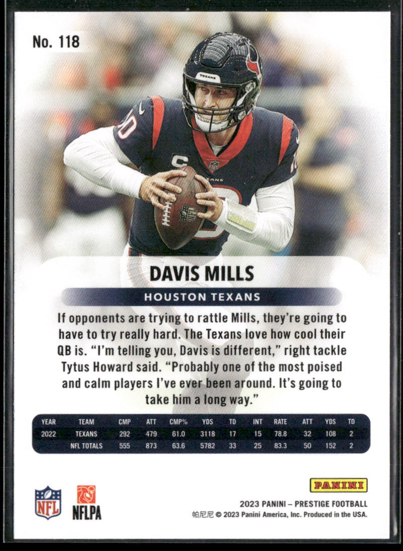 Davis Mills 2023 Panini Prestige #118 Houston Texans