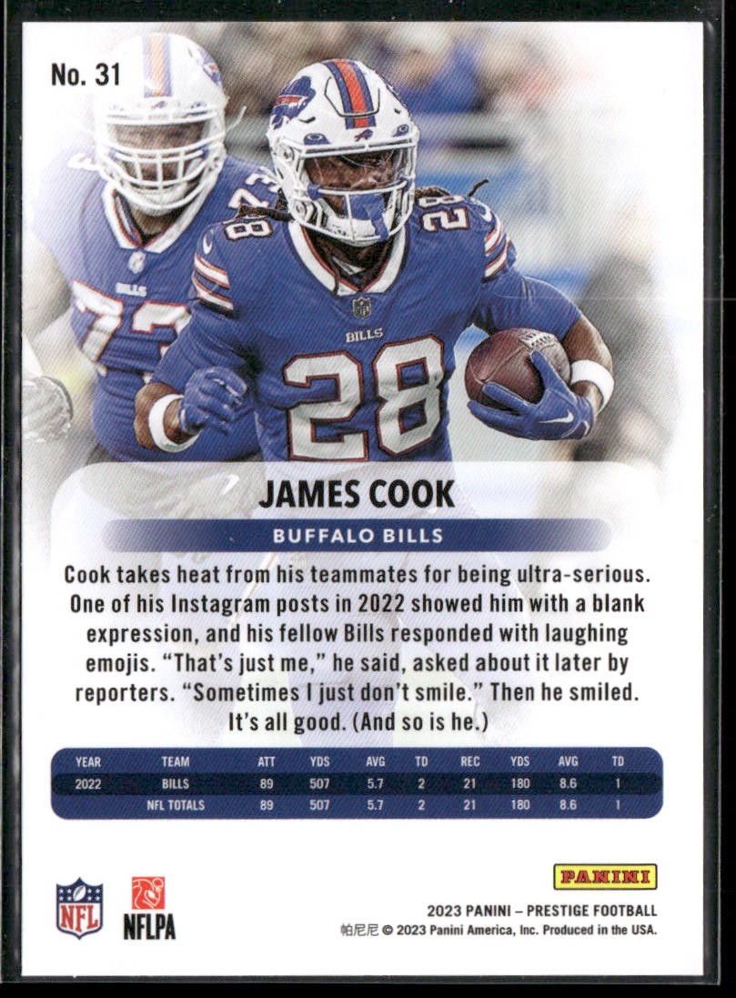 James Cook 2023 Panini Prestige #31 Buffalo Bills