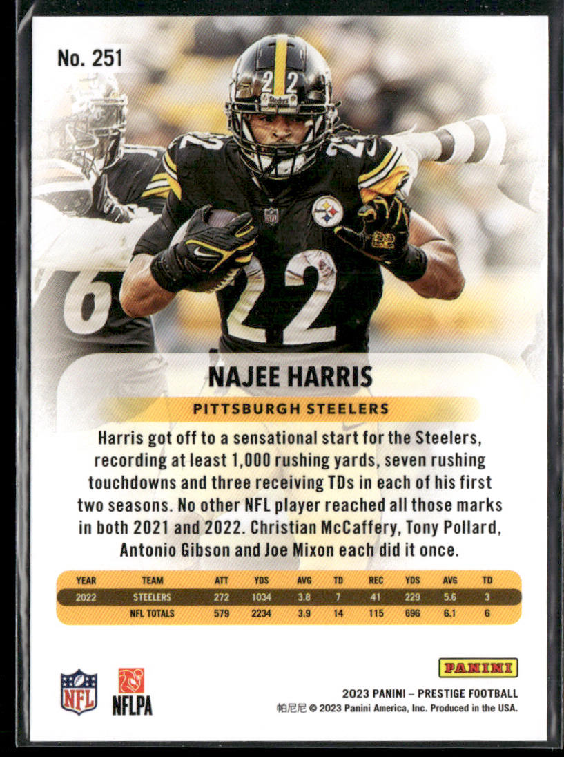 Najee Harris 2023 Panini Prestige #251 Pittsburgh Steelers