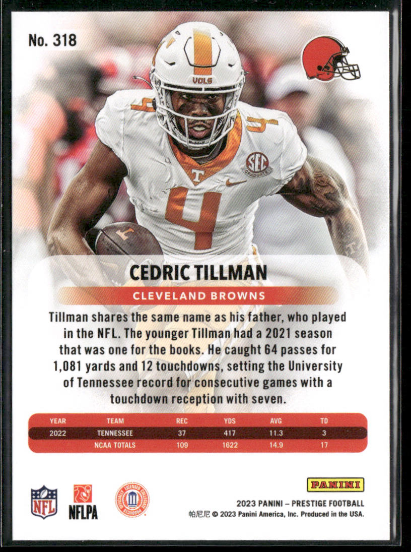 Cedric Tillman 2023 Panini Prestige #318 RC Cleveland Browns