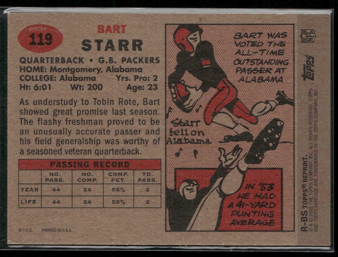 Bart Starr 1957 Topps #119 RC Green Bay Packers