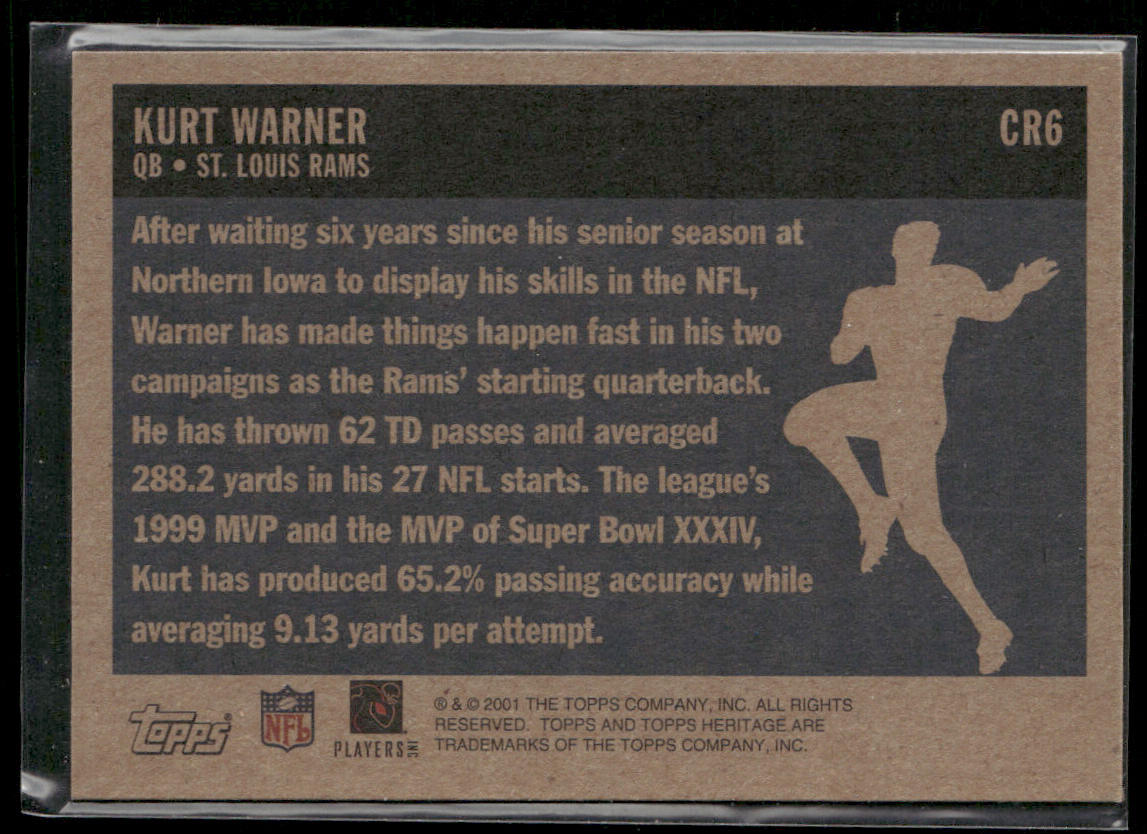 Kurt Warner 2001 Topps Heritage Classic Renditions #CR6 St. Louis Rams