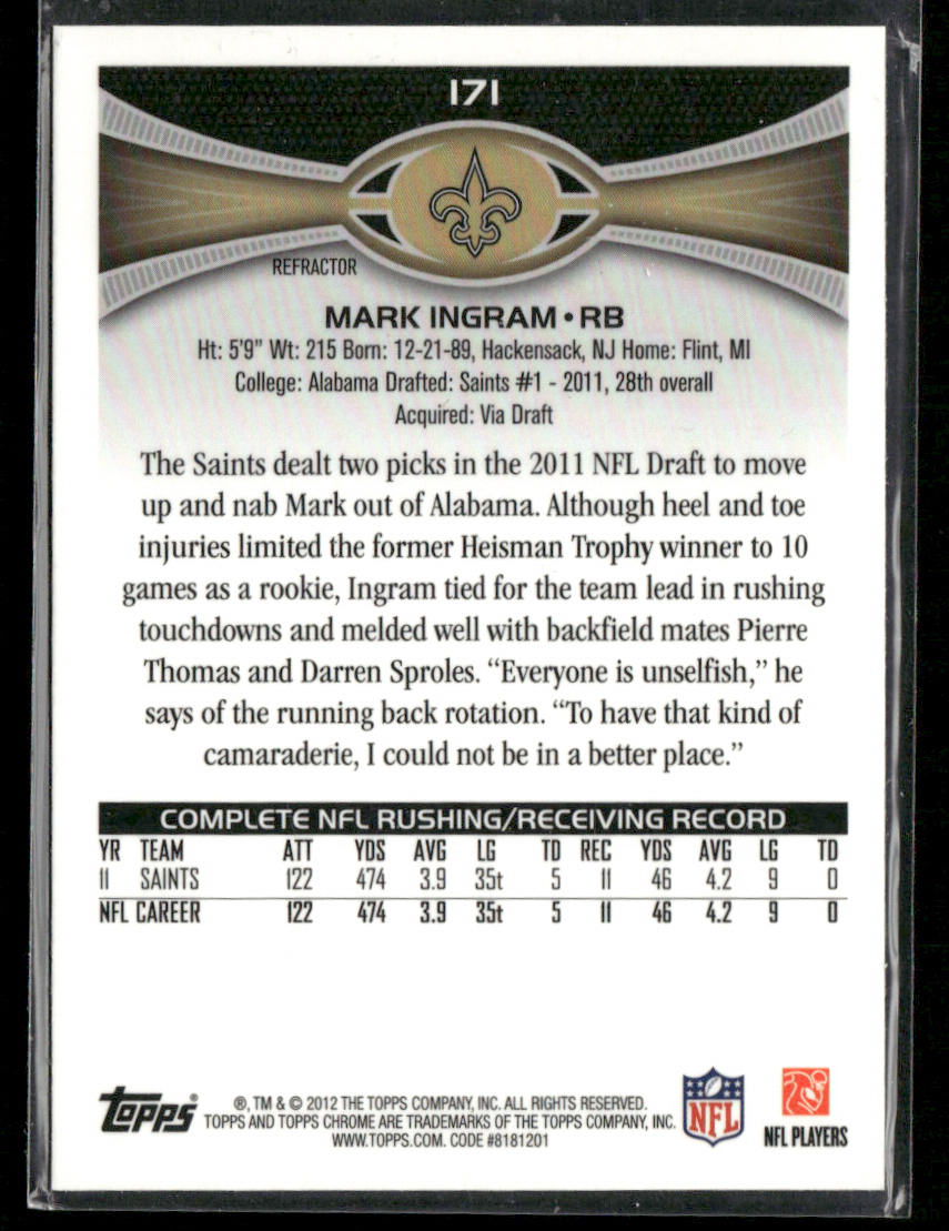 Mark Ingram 2012 Topps Chrome #171 New Orleans Saints