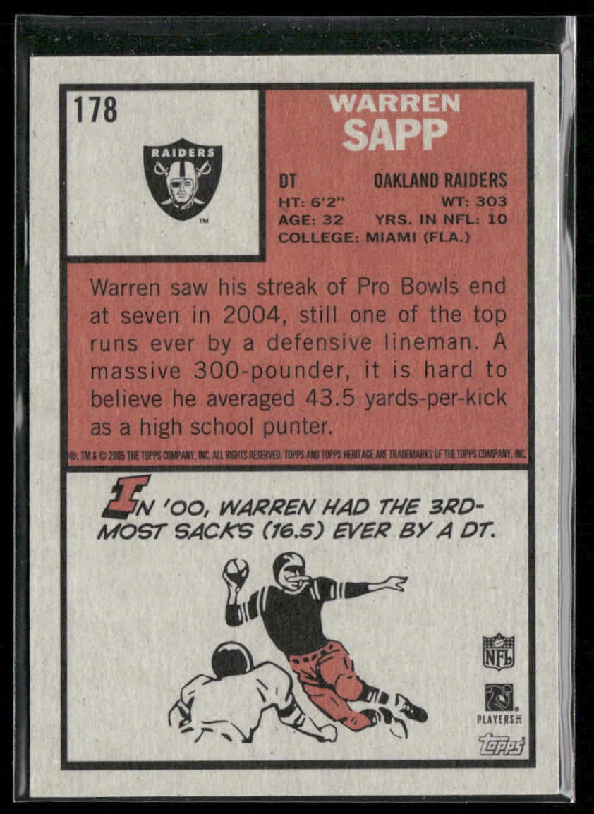Warren Sapp 2005 Topps Heritage #178 Oakland Raiders