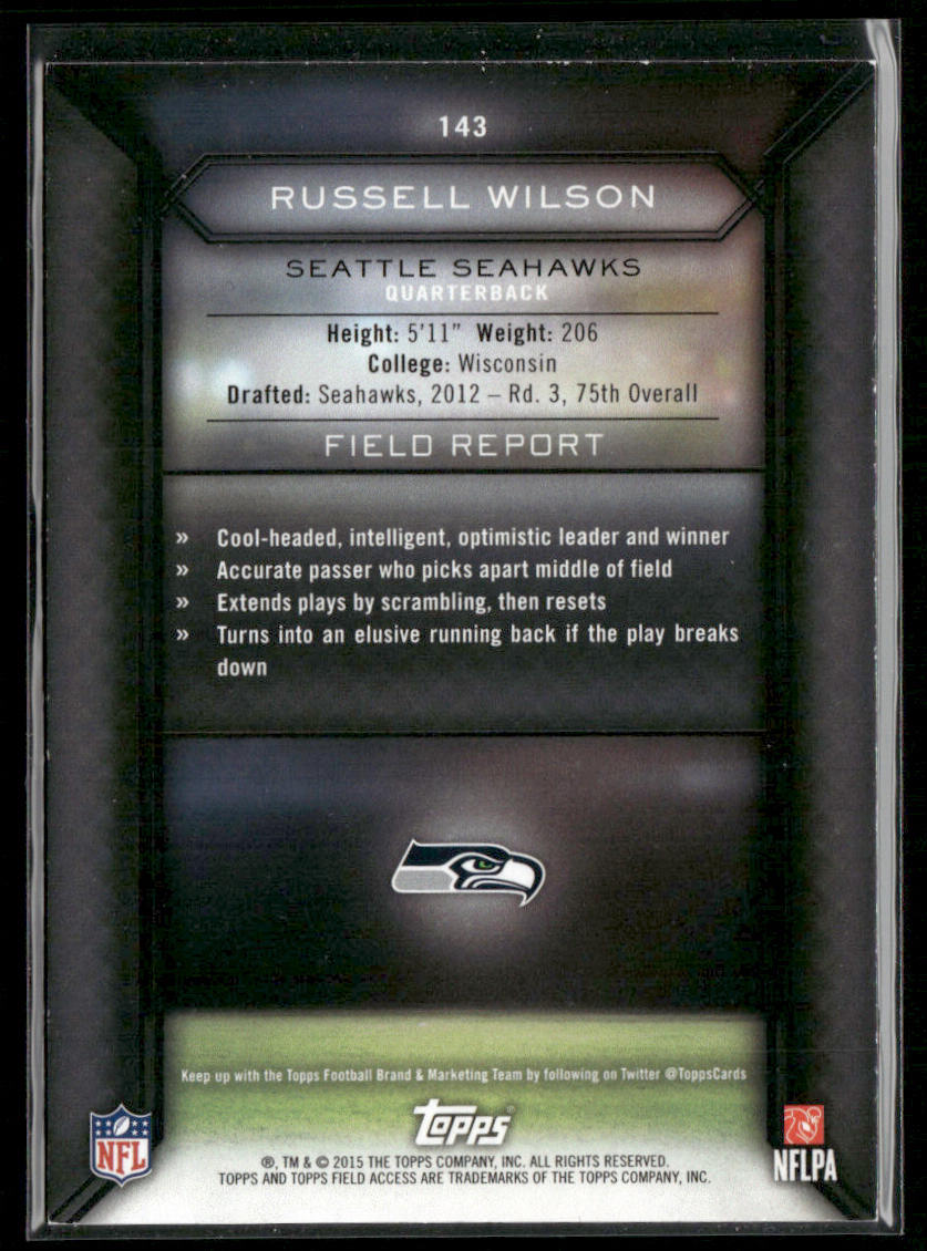 Russell Wilson 2015 Topps Field Access #143 Seattle Seahawks