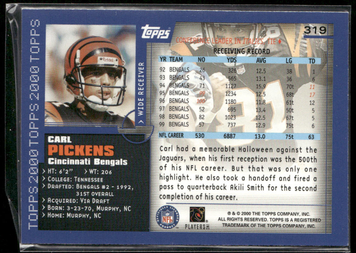 Carl Pickens 2000 Topps #319 Cincinnati Bengals