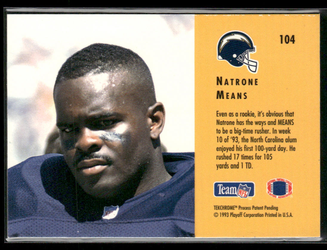 Natrone Means 1993 Playoff Contenders #104 RC San Diego Chargers