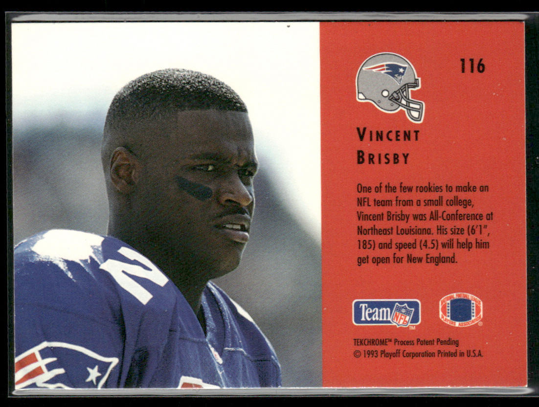 Vincent Brisby 1993 Playoff Contenders #116 RC New England Patriots