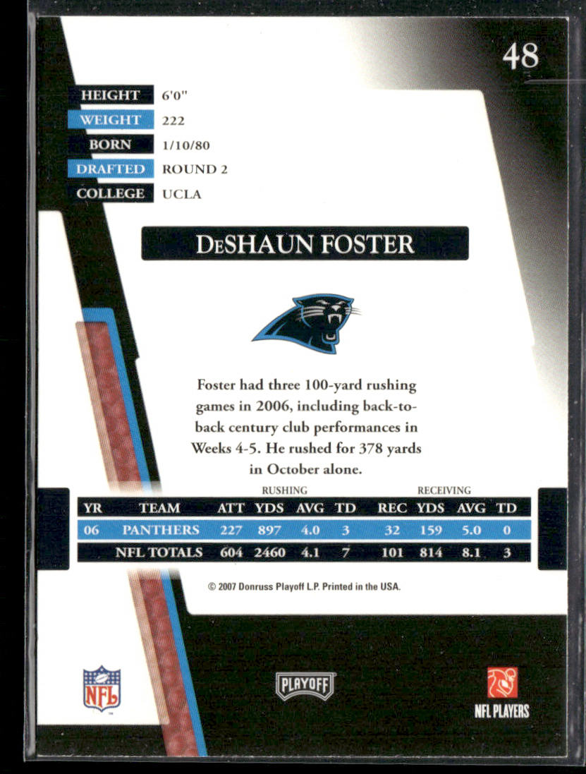 DeShaun Foster 2007 Playoff Absolute Memorabilia Spectrum Red #48 Panthers