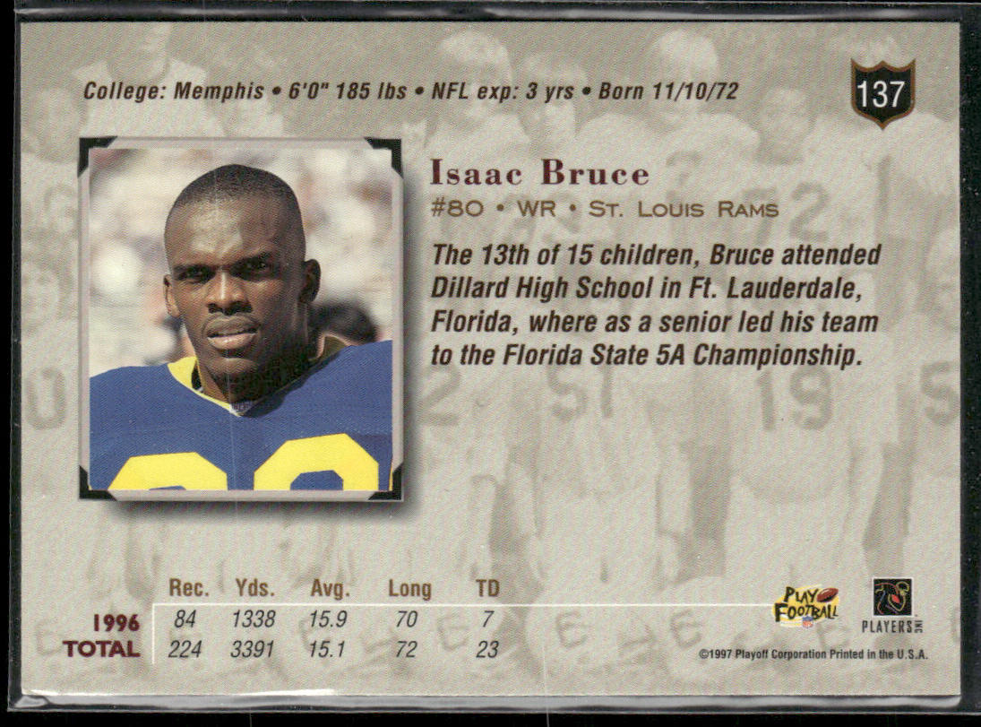 Isaac Bruce 1997 Playoff Absolute Beginnings #137 St. Louis Rams