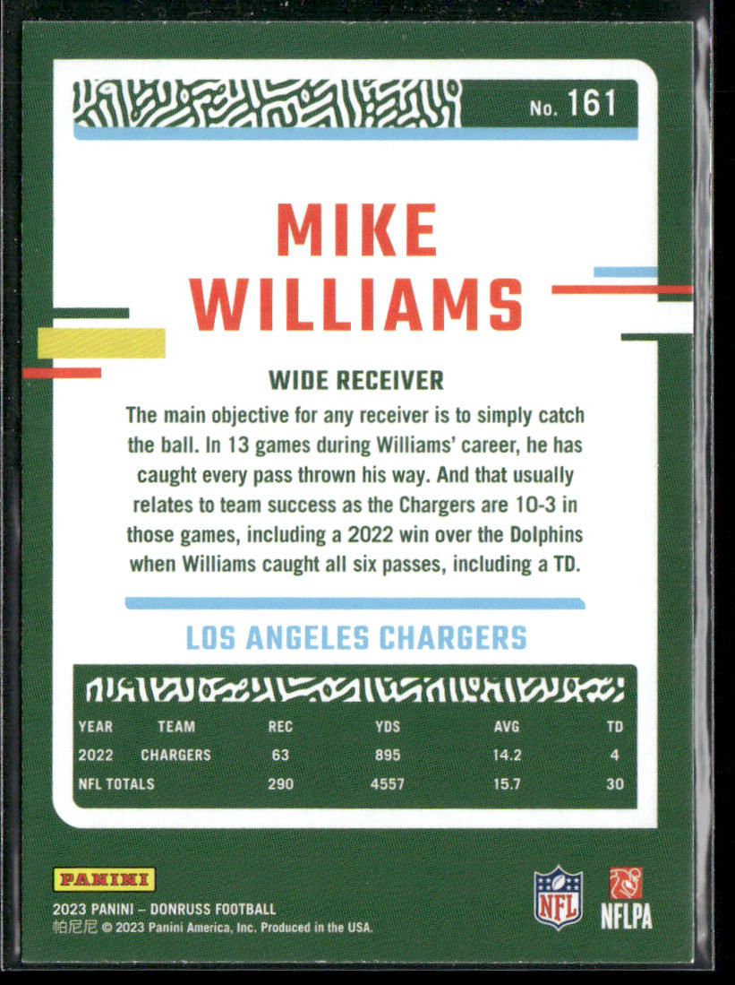 Mike Williams 2023 Donruss #161 Los Angeles Chargers